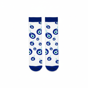 Colorful 100% Acrylic <b>Women's</b> Crew <b>Socks</b> Evil Eye Embroidery Design Breathable Knitted Jacquard Print Daily Use One Size Fits - Product Image 2