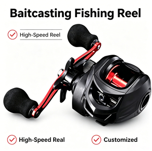 <span class=keywords><strong>Moulinet</strong></span> de pêche à lancer avec bobine en aluminium léger, résistance maximale de 17,6 lb, système de freinage magnétique, vitesse élevée 6,3:1 pour la pêche aux leurres - Product Image 1