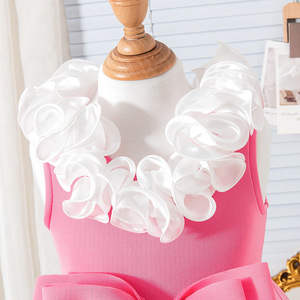 Abiti Estivi Coreani per Bambine 2026 Senza Maniche con Fiori in Pizzo Tinta Unita e Fiocco - <span class=keywords><strong>Abbigliamento</strong></span> all'Ingrosso - Product Image 3
