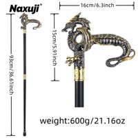 Canne de marche Dragon de luxe or noir, bâton de marche décoratif de mode pour monsieur élégant Cosplay bouton de canne croisé 93cm