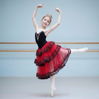 Ballet professionnel romantique Tutu jupe longue noir rouge espagne robe adulte enfants Ballet Performance robe