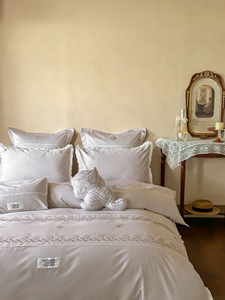 Biancheria da letto da sposa in pizzo tridimensionale fodera per federa da letto di prima scelta francese romantico - Product Image 3