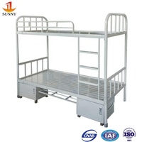 Lit superposé en acier robuste pour usage commercial avec échelle et armoire de rangement pour dortoir, auberge, école, mobilier scolaire