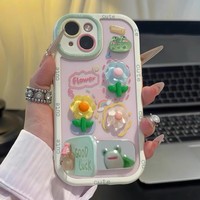 Coque de téléphone portable en TPU de qualité supérieure avec support, motif grenouille et fleurs, pour 17 Pro Max et P70, style Ins
