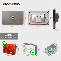 BAOBEN Interrupteur mural et prise standard durables, panneau en aluminium brossé, USB + Type-C pour la maison, l'hôtel et le bureau
