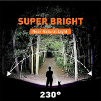 Lampada Frontale LED Ricaricabile con Fascio Luminoso Ampio Regolabile a 230°, Sensore di Movimento, Portatile per Adulti - Uso per Corsa e Campeggio, Impermeabile IP44