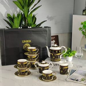 High Quality Eco-Friendly Pure Gold Embossed Bone China Dinner <b>Set</b> Classic Luxury Tableware for Weddings Home Hotels; <b>PC</b> Cup Kit - Product Image 4