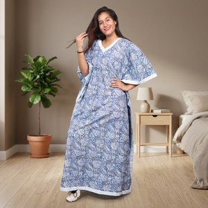Caftán Maxi Holgado con Cuello en V, 100% Algodón, Estampado Paisley, Vestido de Noche para Mujer Africana, Vestidos Étnicos, Vestidos Caftán - Product Image 1