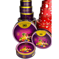 Vente directe d'usine 2.36 ~ 13.39 pouces 12.99 pouces Standard grande taille forme ronde noël Dessert noix étain boîte emballage