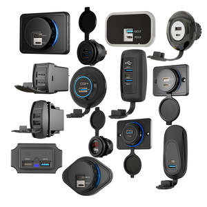 Chargeur USB de voiture 16-90V QC3.0+ PD avec couvercle à ressort, modèle A7 noir ignifuge pour modification d'alimentation de voiture, camping-car, bus, croisière - Product Image 1