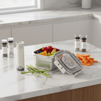 Contenants alimentaires modulaires en acier inoxydable anti-fuite, boîtes à lunch empilables de qualité alimentaire 304 pour la préparation des repas