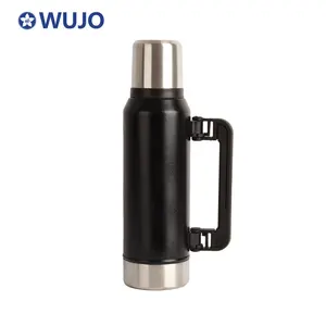 WUJO Factory Price OEM ODM Outdoor Travel Stainless Steel Water Coffee Thermos Bottle Vacuum Flasks With Handle
