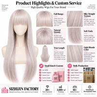 Perruque synthétique longue et droite rose pastel avec frange complète, en fibre résistante à la chaleur, aspect naturel, pour usage quotidien, fête ou cosplay, pour femmes