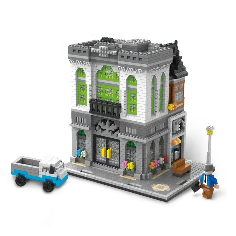 LELE BROTHER architettura serie Diamond Block Bank Building Kids Puzzle 3D Pixel Toy