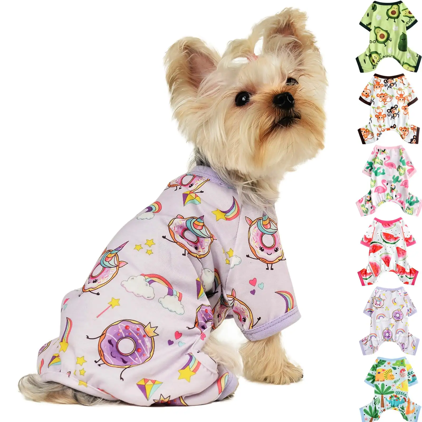 Vestiti di moda per cani di piccola taglia pigiama per animali domestici stampato estivo logo personalizzato tuta morbida per cani