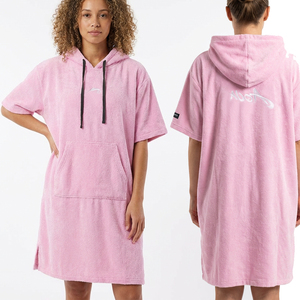 Serviette <span class=keywords><strong>poncho</strong></span> à cordon de serrage en microfibre pour le <span class=keywords><strong>surf</strong></span>, serviette à capuche à séchage rapide avec pochette de rangement - Product Image 1