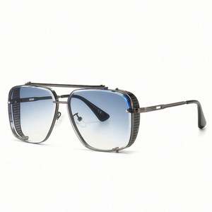 Lunettes de soleil demi-ovales carrées vintage personnalisées avec logo, protection UV400, monture métallique, grandes lunettes de soleil de conduite pour hommes et femmes - Product Image 3