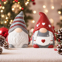 Ensemble salière et poivrière en céramique anti-bactérienne et anti-humidité, motif gnome de Noël et elfe nordique, pour la décoration de cuisine des fêtes