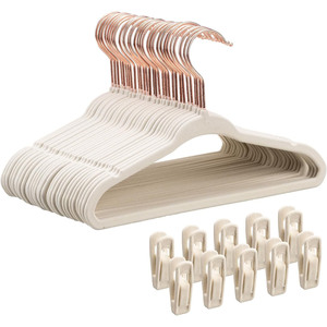 Wholesale 30 Pack Baby Velvet Hangers Space-Saving Baby Felt Hangers for Children's Closet with 10 <b>Clips</b> - Product Image 1