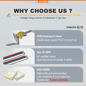 저전압 DC12V 12mm 블랙 PCB IP20 CE UL Rohs 디지털 플렉시블 90 주도 SMD5050 UCS8904 RGBW 스마트 LED 스트립 라이트 픽셀 바 - Product Image 6