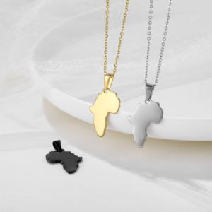 Hip Pop moda 3mm oro plata Acero inoxidable Cruz África <span class=keywords><strong>mapa</strong></span> Cruz pistola hoja de afeitar estrella colgante collar - Product Image 2