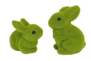 Venta al por mayor de muñecas de conejo de musgo de imitación para interiores, animales artificiales de Pascua para decoraciones de fiestas, juguetes, plantas - Product Image 2