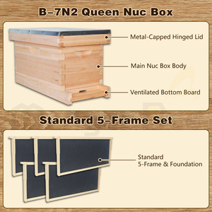 Nueva Caja de Madera de Abeto Langstroth de 5 Cuadros |   Equipo de Apicultura para la Cría de Abejas Reinas para el Mercado Estadounidense y Europeo |   Menger Bee de 20 mm de grosor - Product Image 2