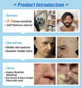 Masque Alien Super Réaliste en Silicone, Masque Complet pour le Visage, Texture de Peau Douce et Flexible, Masque Réutilisable pour les Farces, les Soirées Cosplay et les Accessoires de Films - Product Image 6