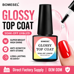 Top Coat Gel Brillant Soak Off UV LED pour Ongles, Sans Résidu, Longue Durée, Finition Brillante, Fournisseur en Gros - Product Image 1