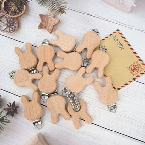 Kunden spezifische umwelt freundliche ungiftige Holz Schnuller Clip Finish ist glatt leicht zu öffnen und zu schließen Kaninchen form Holzclip - Product Image 3
