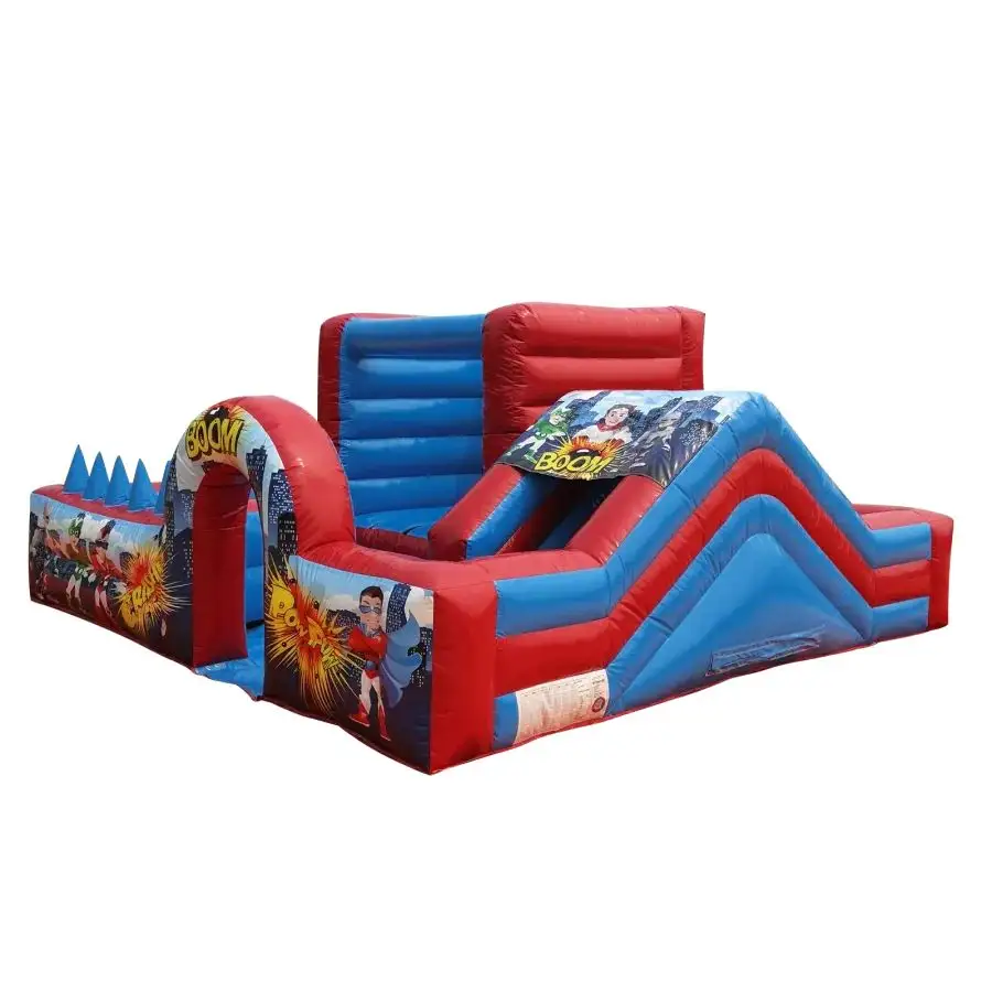 15x15x6.5ft - Playpark - (Red & Light Blue Hero) château de saut aire de jeux intérieure avec dmuchaniec