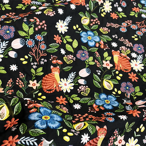 Tissu jacquard brodé 3D de style français, luxueux, floral et chat, pour robe, vêtement ou sac - Product Image 2