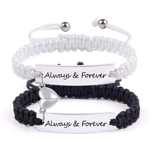 Commercio all'ingrosso Logo in acciaio inox ciondolo treccia treccia coppia braccialetti per gli uomini e le donne amante amico - Product Image 1
