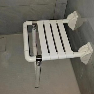 Jia Mingwei <b>Shower</b> Chair Stainless Steel <b>Folding</b> Bath <b>Stool</b> Non Slip Safety Seat Standard Size Yellowish White - Product Image 1