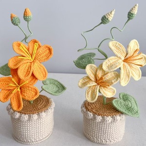 Adornos de flores simuladas personalizados, regalos de flores de aceite de tung tejidas, productos en maceta, ramos de flores en maceta hechos a mano con hilo de tejer. - Product Image 2