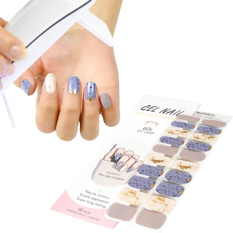 Gel Nagel Set Großhandel Lieferant hochwertige gesunde langlebige Nail Art halb gehärtete Gel Nagel Wraps mit UV-Lampe gesetzt