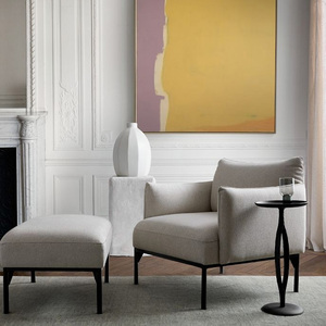 Sofá reclinable europeo elegante con mechones, sillón decorativo para el hogar, oficina, sala de estar, dormitorio, Hotel, tela, opciones de cuero - Product Image 4