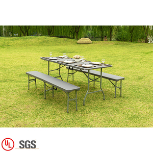 Sala Da Pranzo all'aperto HDPE <span class=keywords><strong>Grigio</strong></span> Scuro di <span class=keywords><strong>plastica</strong></span> pieghevole <span class=keywords><strong>tavolo</strong></span> e sedia set - Product Image 2