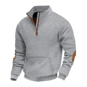 Suéter Polo de Otoño Invierno 2025 para <span class=keywords><strong>Hombre</strong></span>, Jacquard a Cuadros, Cuello Alto con Cierre, Prenda Exterior Informal y Holgada - Product Image 1
