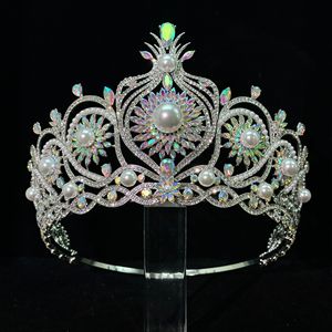 Corona de Novia de Diseño Original, Nueva Llegada, Corona de Perlas, Exclusiva, Lujosa, de Aleación de Zinc, Estilo Europeo y Americano, con Circones - Product Image 6
