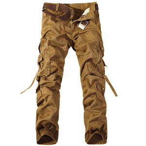 Men's Casual Solid Loose Trousers Pleated Multi Pockets Mid Waist <strong>Cargo</strong> <strong>Pants</strong> - Product Image 2