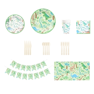 ชุดจานชามกระดาษลายไดโนเสาร์สีเขียว DAMAI สำหรับงานเลี้ยงวันเกิดเด็ก ของตกแต่งธีมไดโนเสาร์ จานกระดาษ ผ้าเช็ดปาก แก้วน้ำ สำหรับงานเลี้ยงฉลองเด็กอ่อน - Product Image 2