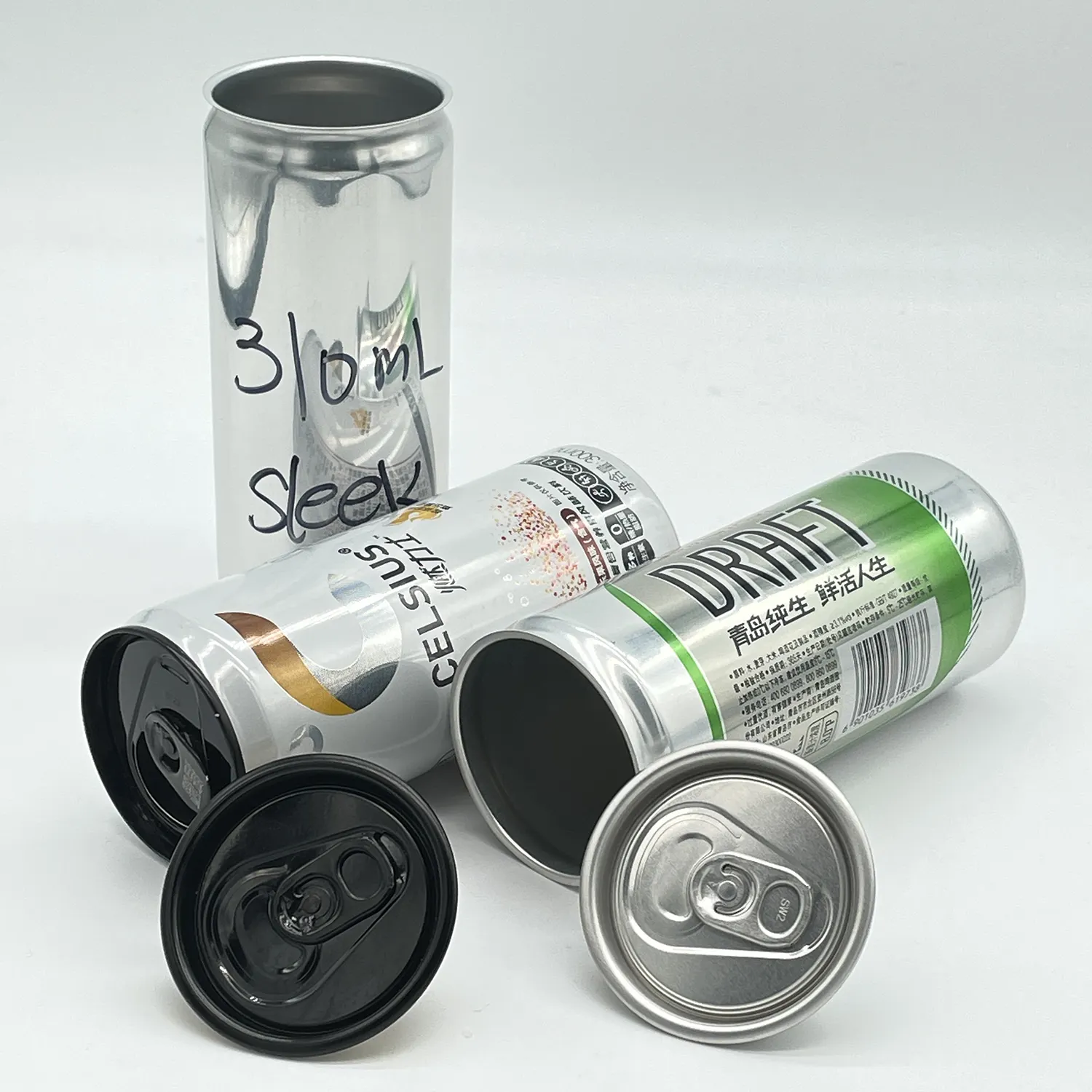 Transparente personalizado 500ml 330ml 12oz 250ml 200ml impresión blanca redonda lata de aluminio para cerveza bebida jugo soda refresco embalaje