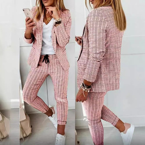 Completo Blazer Casual da Donna a Quadri Primavera 2023, Manica Lunga, Lunghezza Intera - Product Image 3