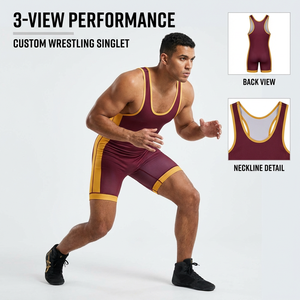 Ropa de Lucha Libre, Singlet de Natación de Poliéster con Elástico Frontal, Traje de Entrenamiento de Pesas y Fitness, Impresión de Logotipo Personalizado, Equipamiento de Lucha Libre - Product Image 3
