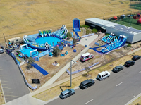 Vente en gros toboggan géant d'été Combo parc aquatique gonflable terrestre portable grande piscine parc d'attractions en métal