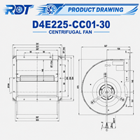 Ventilateur centrifuge AC D4E225-CC01-30 230VAC 560W 1156.6CFM 225mm à roulement à billes double entrée pour ventilation et refroidissement de cabinet