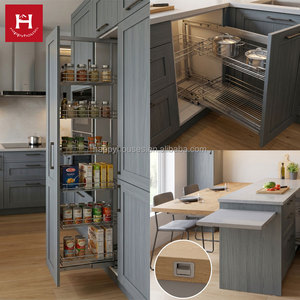 HAPPY HOUSES - Juego de Muebles de Cocina Modernos de Madera Gris Estilo Shaker con Mesa de Comedor Retráctil y Muebles de Esquina Giratorios Magic Corner - Product Image 2