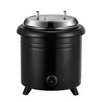 Chauffe-soupe électrique FLEY en acier inoxydable avec couvercle à ouverture pour louche et voyant lumineux rouge pour la restauration, les restaurants, les hôtels et les buffets.