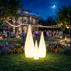 Lampe de sol LED en forme de goutte d'eau, lumière décorative pour pelouse, arrangement d'ambiance pour parc, lampe de sol paysagère en matériau PE - Product Image 2